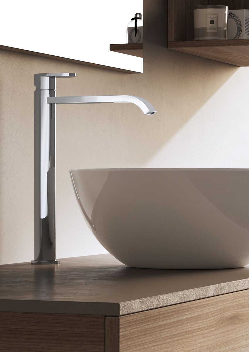 Hotbath Friendo Opbouw Hoge Wastafelmengkraan Waterval Uitloop Chroom (uitlopend model)