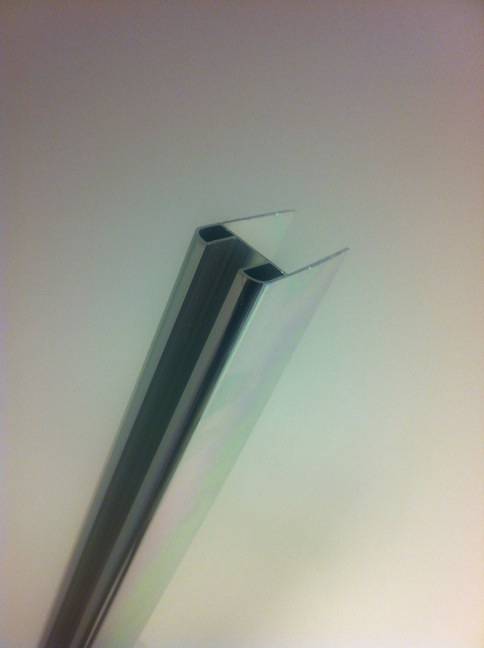 Chroom Glasprofiel Tbv Muurprofiel Glasdikte 1Cm Lengte 200 Cm