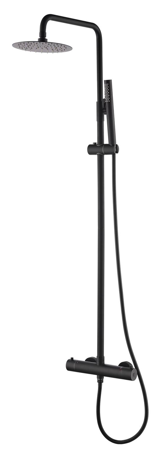 Tivaro thermostatische regendoucheset RVS 304 opbouw mat zwart (uitlopend)