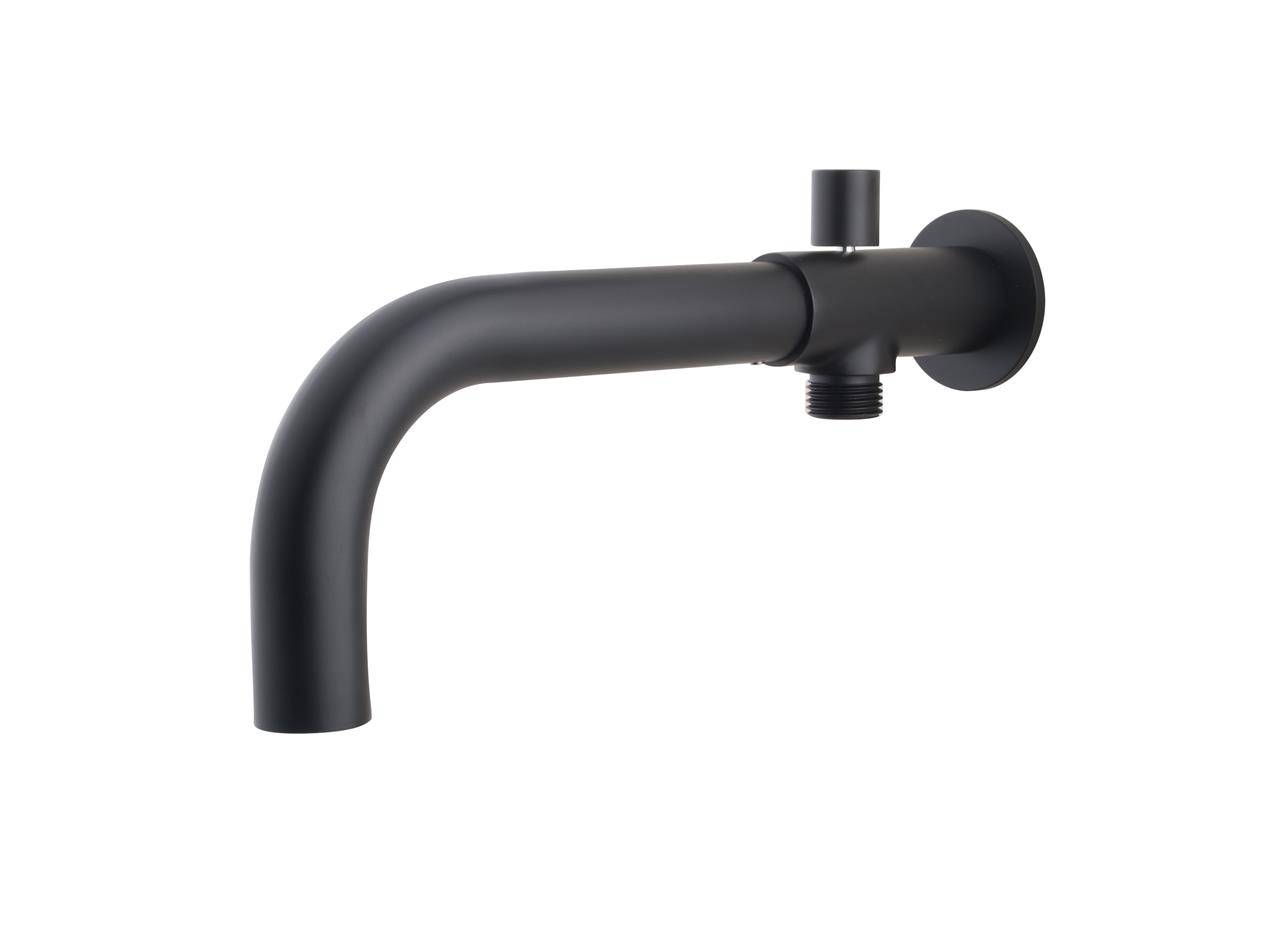 Inbouw-Baduitloop Met Omstel Rond 23Cm Mat-Zwart (uitlopend)