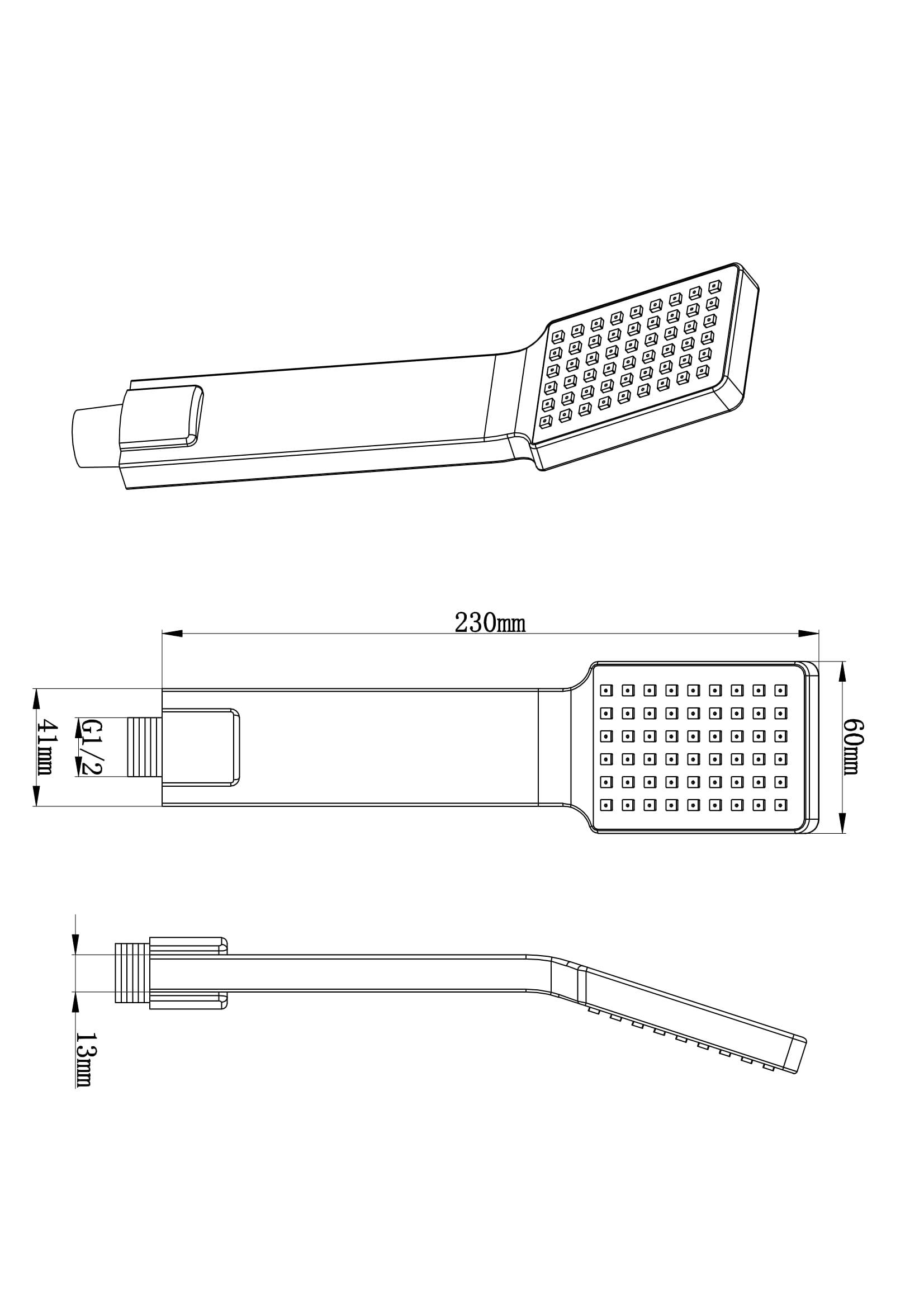 Chroom Abs Handdouche Vierkant/Plat 1/2