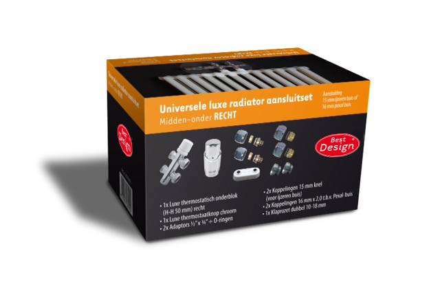Midden Onder Recht Universele Luxe Radiator Aansluitset (Ds-Oranje)
