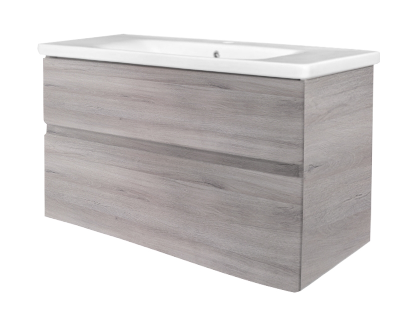 Best-Design Quick-Grey-Greeploos Meubel Onderkast + Wastafel 80 Cm Grijs-Eiken