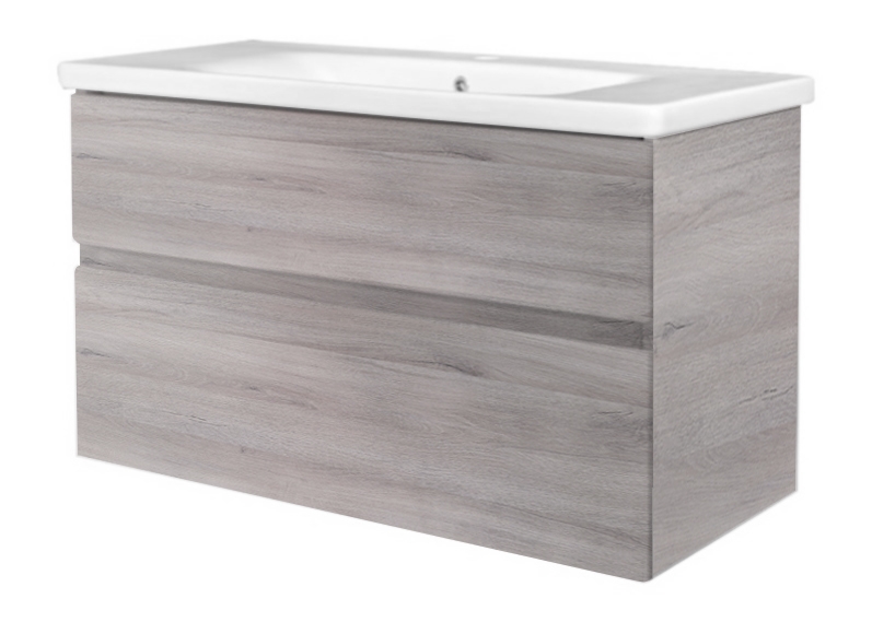 Best-Design Quick-Grey-Greeploos Meubel Onderkast + Wastafel 100 Cm Grijs-Eiken (uitlopend)