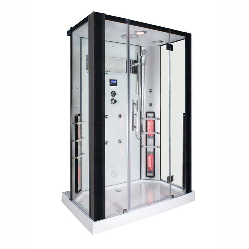 Infrarood Stoomcabine 2 personen Black White 145x90x215 cm ingebouwde speakers massagejets infraroodstralers bedieningspaneel ventilatie geheel Infrarood Stoomcabine 2 personen Black White 145x90x215 cm ingebouwde speakers massagejets infraroodstralers bedieningspaneel ventilatie geheel