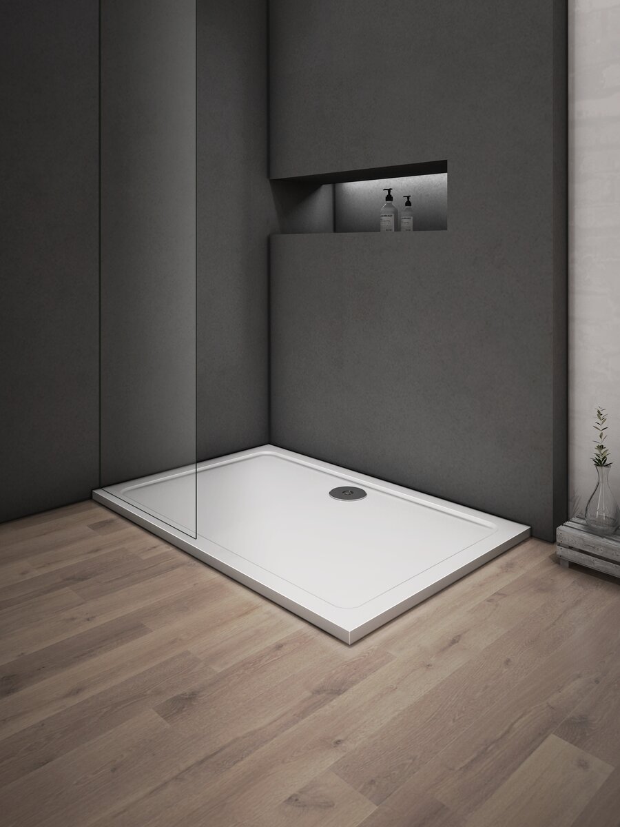 Douchebak Rechthoek 120x80 Polystone exclusief Sifon voorkant