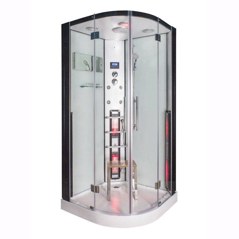 Infrarood Stoomcabine 1 pers. Black White 100x100x215 cm ingebouwde speaker massagejets infraroodstralers bedieningspaneel geheel