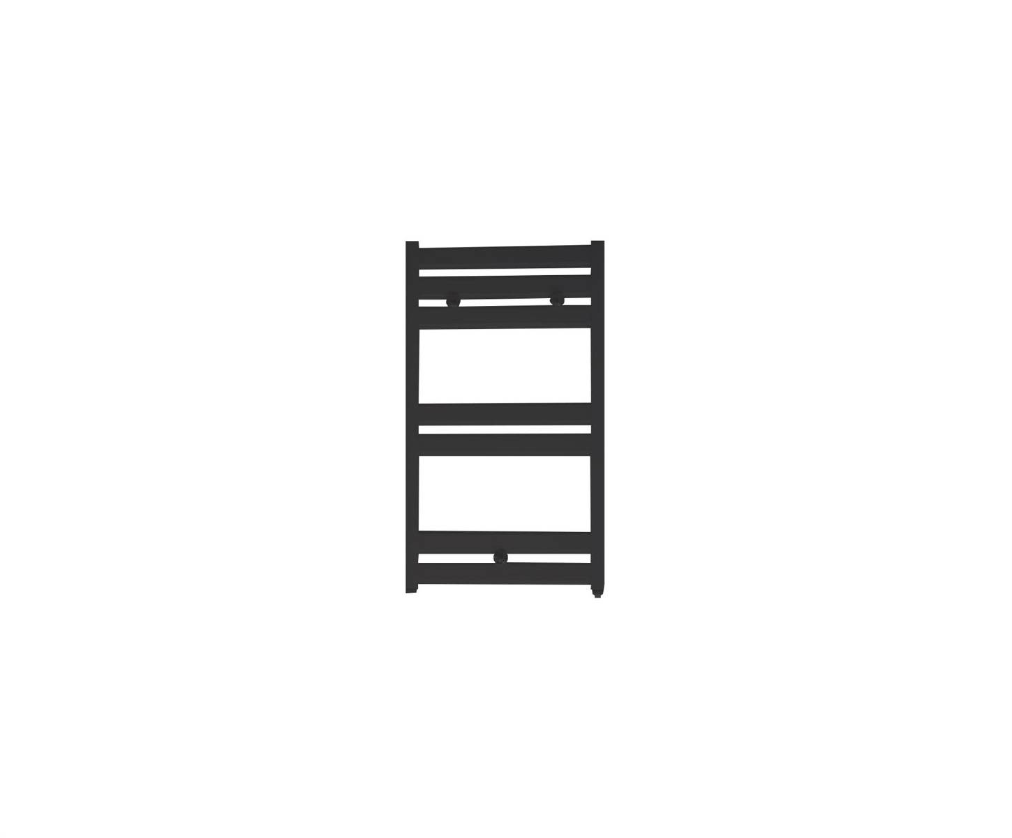Designradiator 45/75cm 385 Watt Mat Zwart Zijaansluiting Middenaansluiting voorkant Designradiator 45/75cm 385 Watt Mat Zwart Zijaansluiting Middenaansluiting voorkant