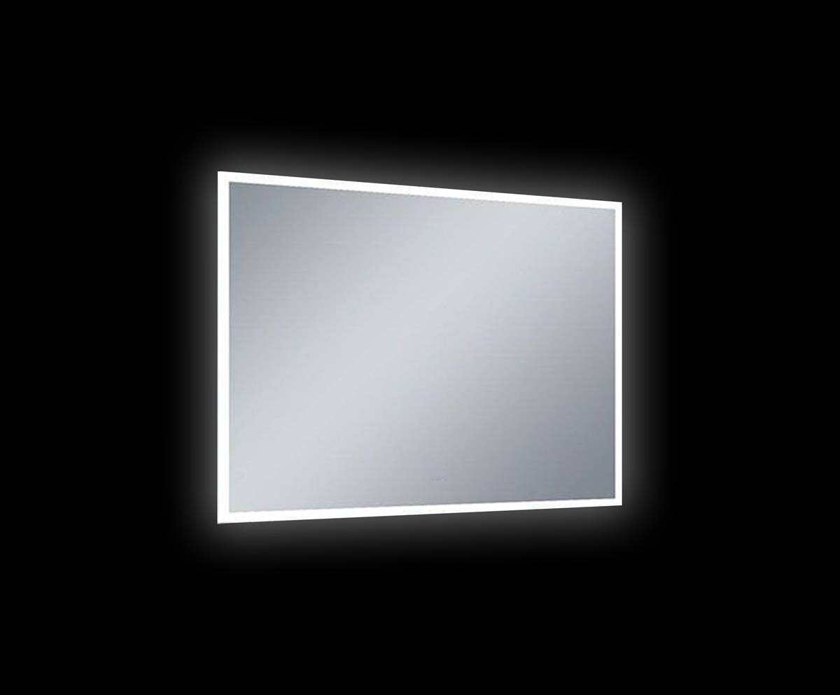 Badkamerspiegel 80x60cm Met LED Verlichting En Anti Condens spiegelverwarming schakelaar LED donker
