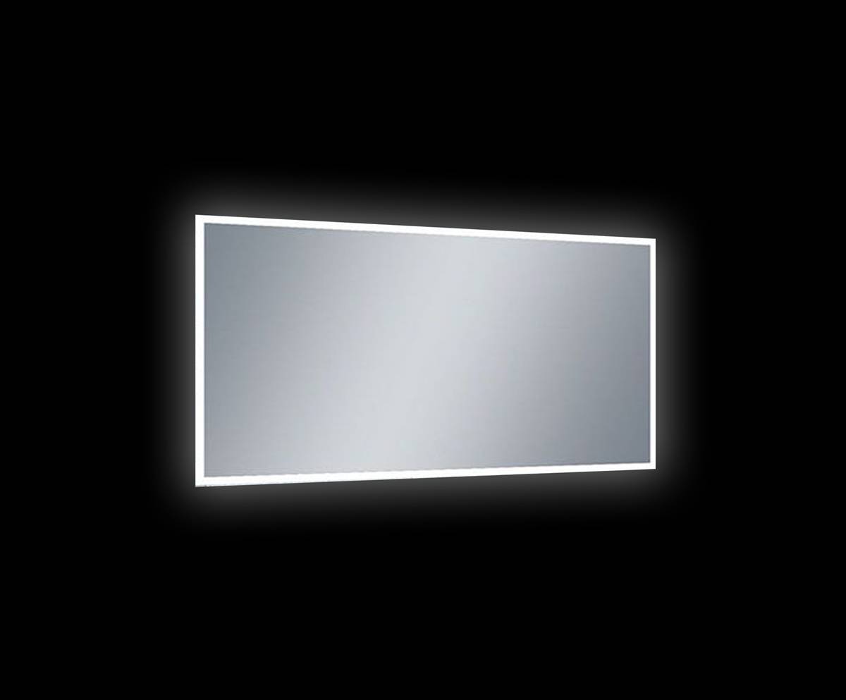 Badkamerspiegel 120x60cm Met LED Verlichting En Anti Condens spiegelverwarming schakelaar LED donker
