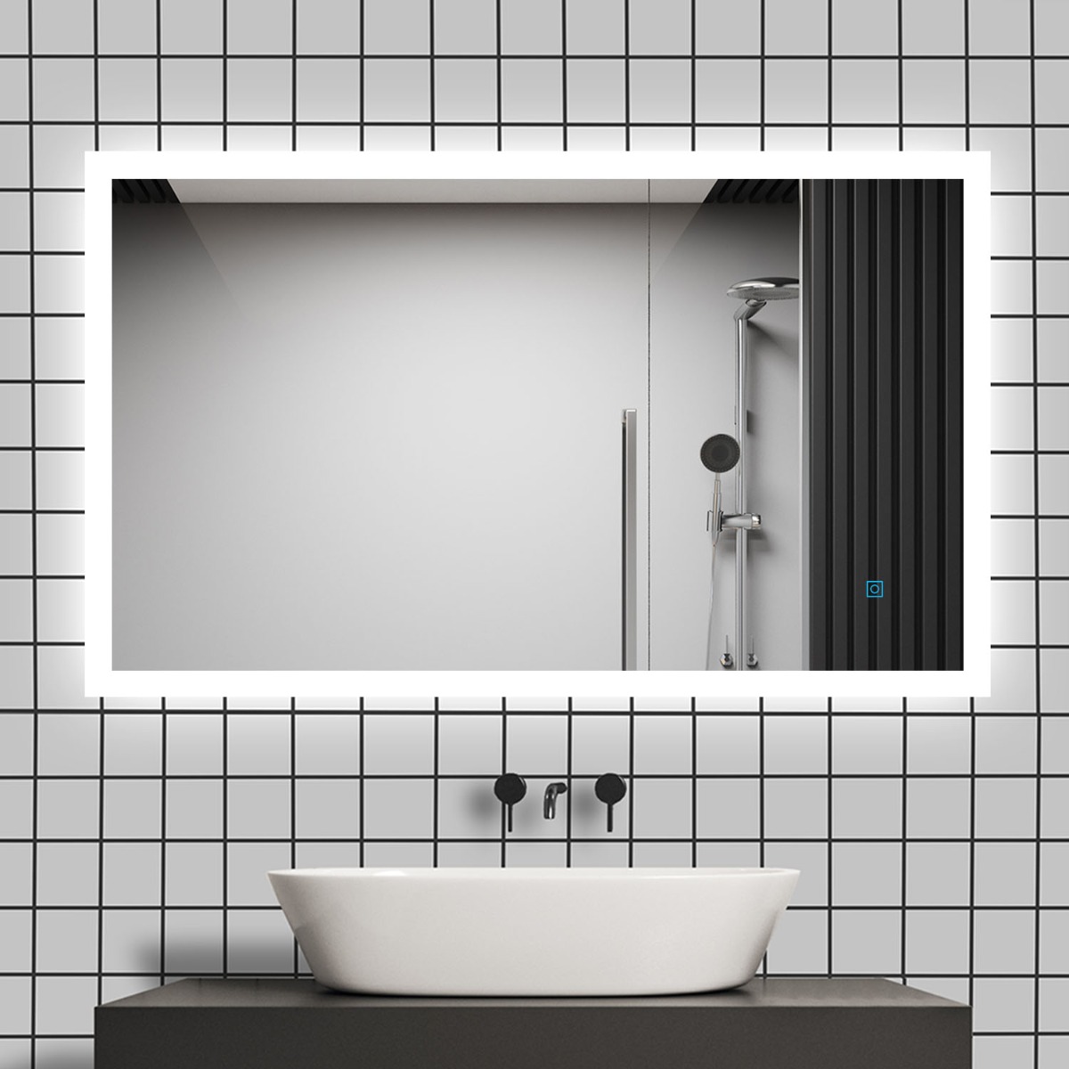Badkamerspiegel Brightlight Touch 100X60Cm Met Led Verlichting En Spiegelverwarming