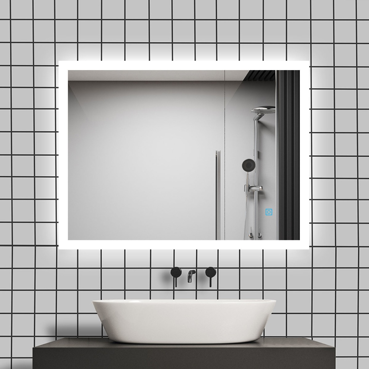 Badkamerspiegel Brightlight Touch 80X60Cm Met Led Verlichting En Spiegelverwarming