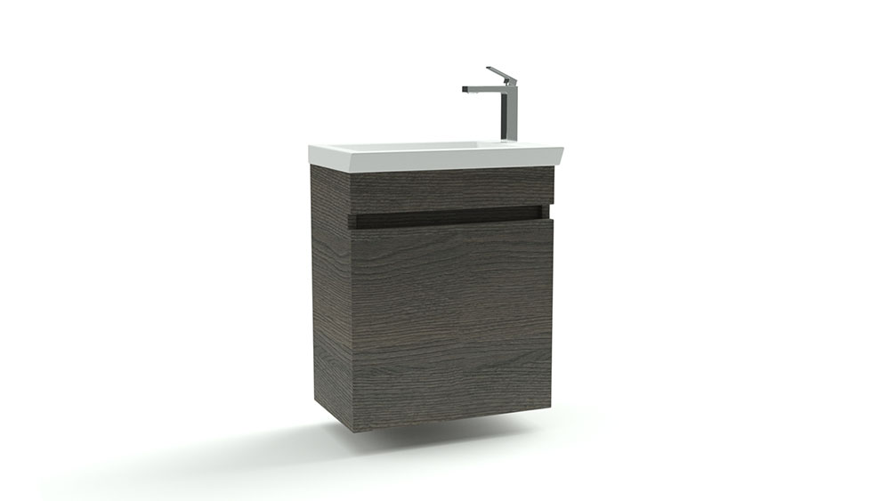 Toiletmeubel Ivreo - Houtnerf Grijs - 45x28x55cm - Incl. Witte Keramische Wastafel - Voorgemonteerd - MDF