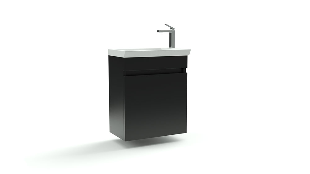 Toiletmeubel Ivreo - Mat Zwart - 45x28x55cm - Incl. Witte Keramische Wastafel - Voorgemonteerd - MDF