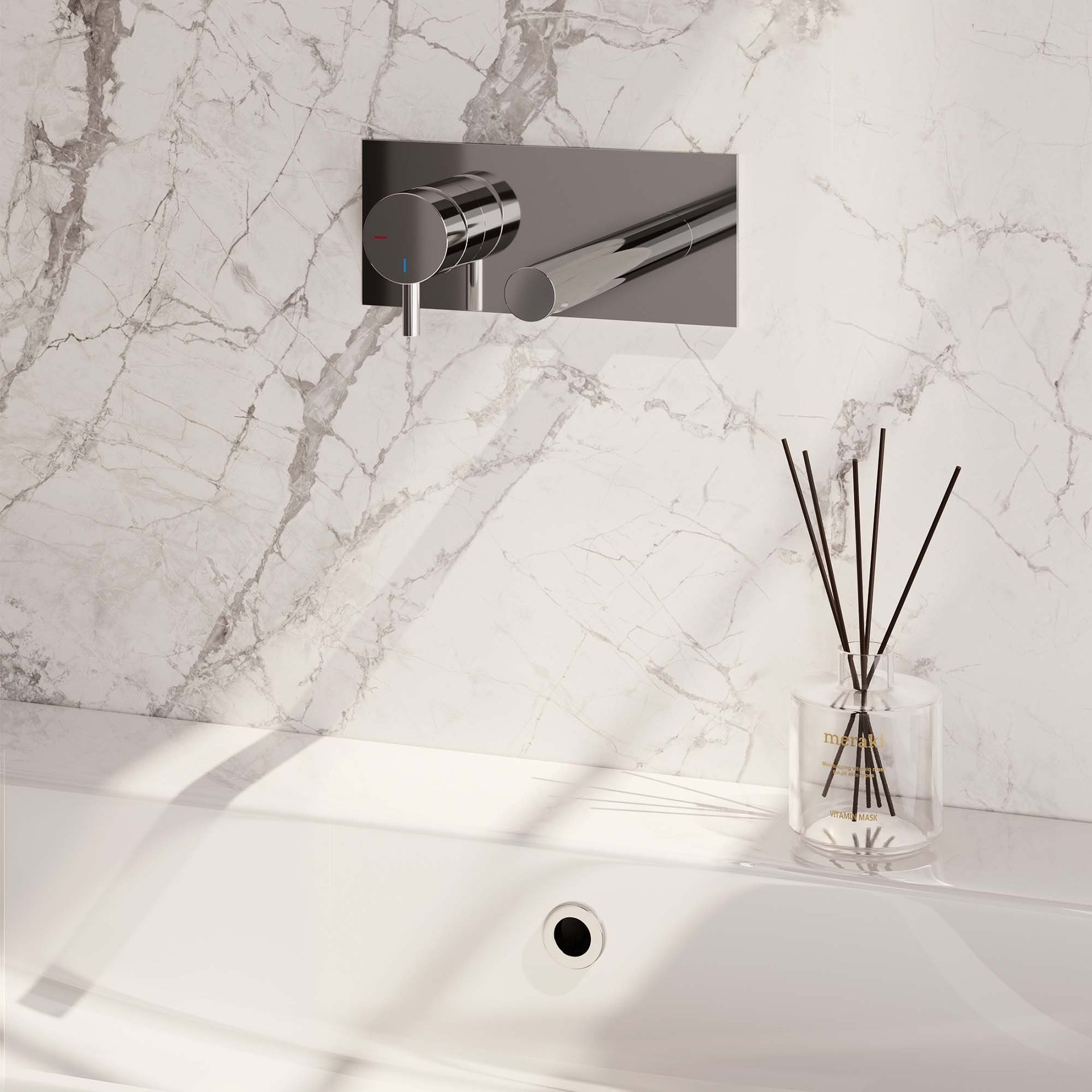 BRAUER Chrome Edition inbouw wastafelmengkraan met rechte uitloop en afdekplaat model B2 chroom