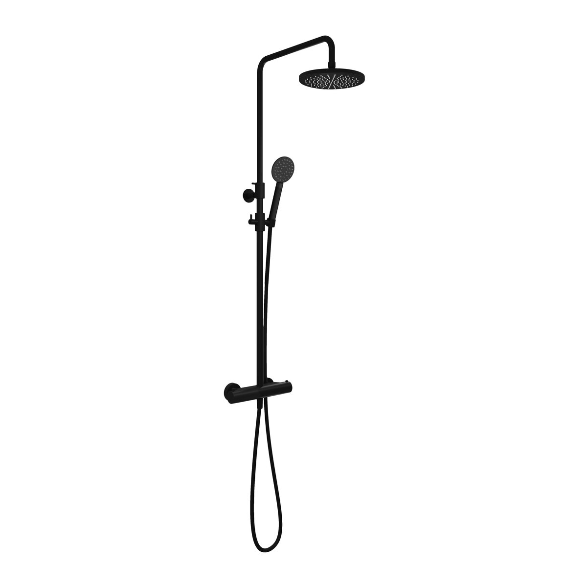 Hotbath Cobber Opbouw Regendoucheset Met Thermostaatkraan Met 20cm Ronde Hoofddouche en Ronde Handdouche Mat Zwart