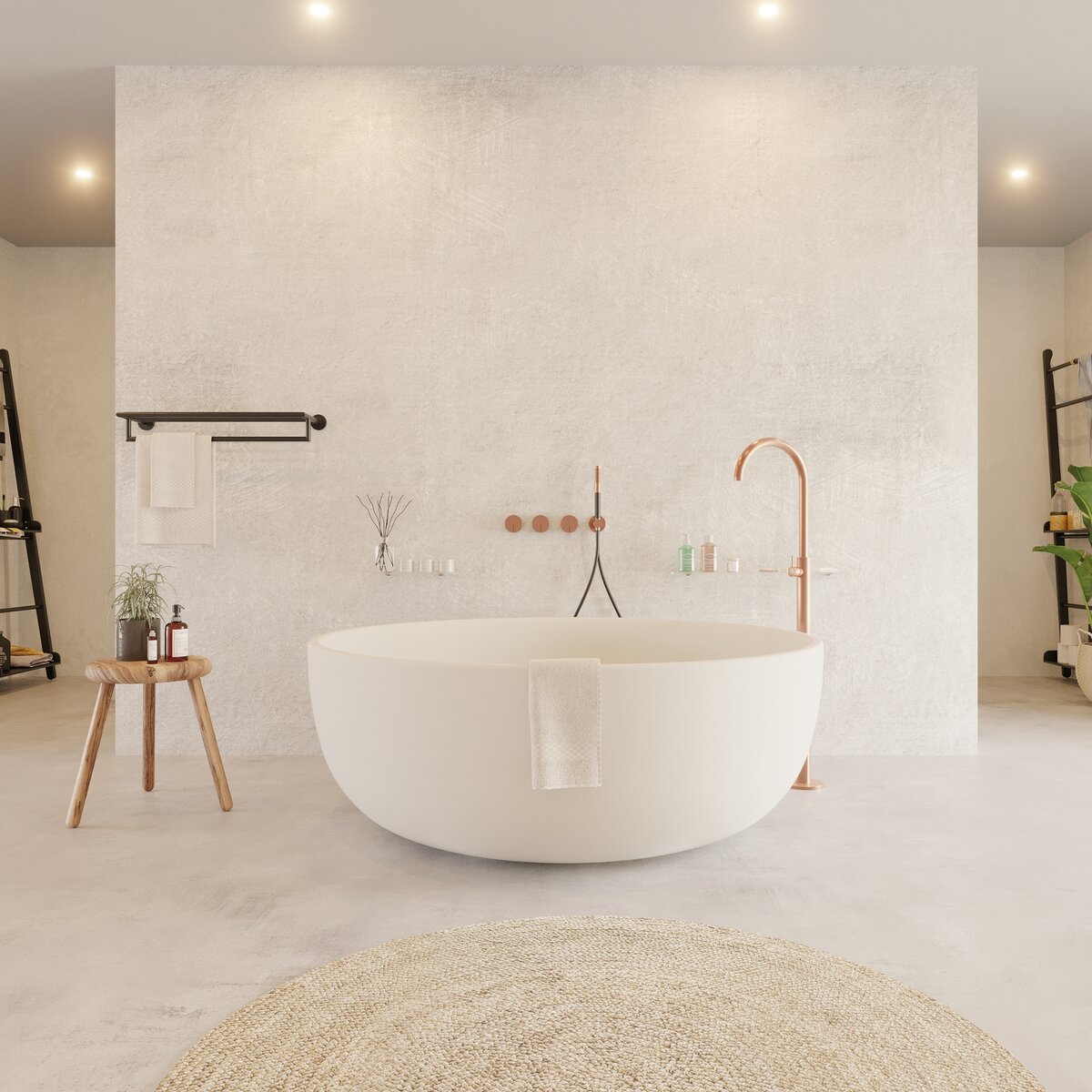 Ideavit Solidround Vrijstaand bad 135x135cm rond Solid surface wit