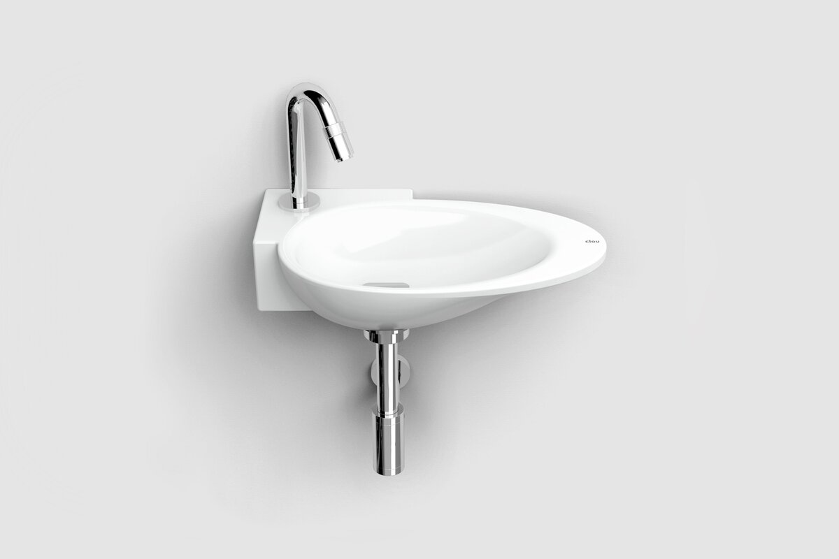 Clou First fonteinkom 38.8x24.6cm kraangat links Keramiek Wit