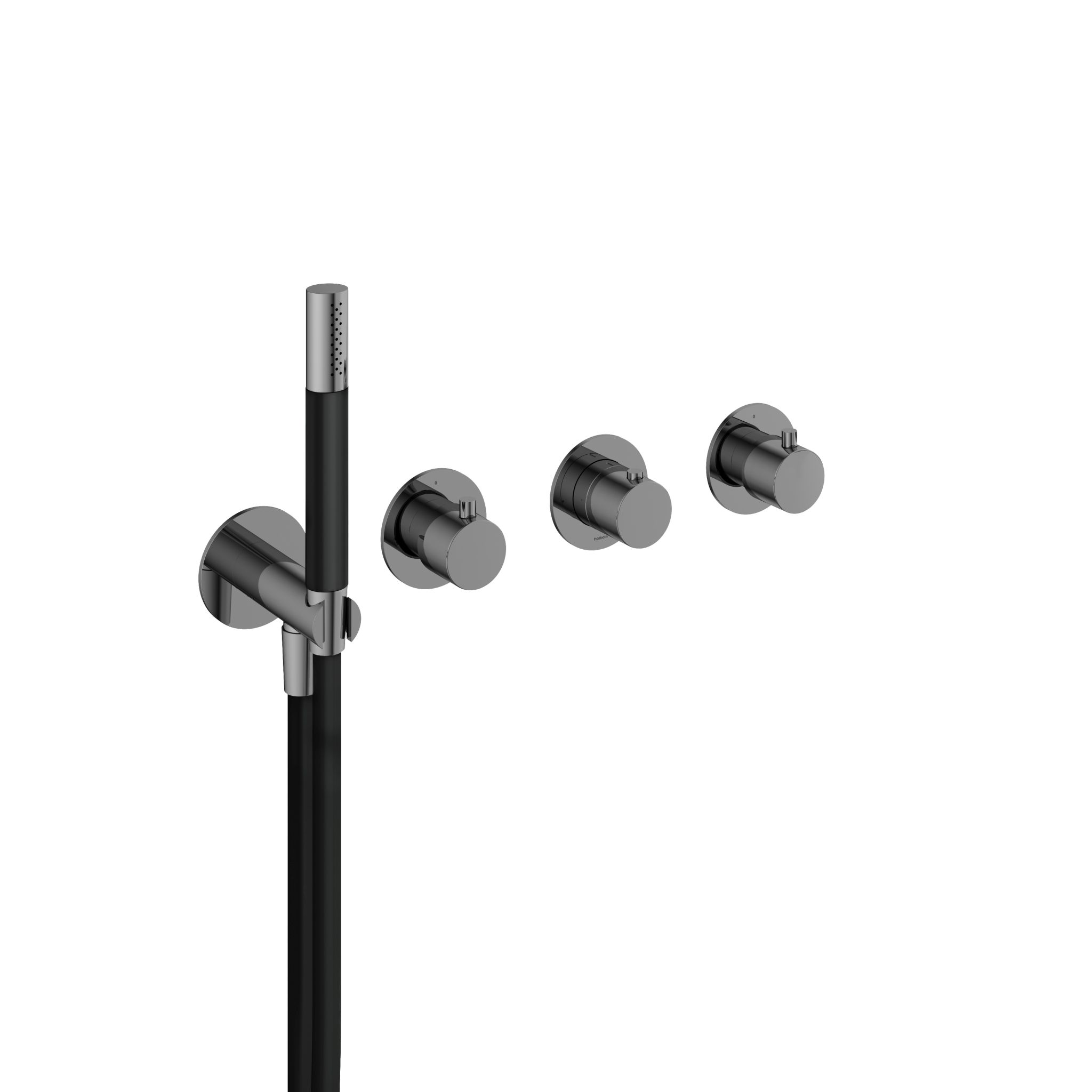 Hotbath Cobber Afbouwdeel - Inbouw Thermostaat Met 2 Stopkranen En Handdouche Zwart Chroom