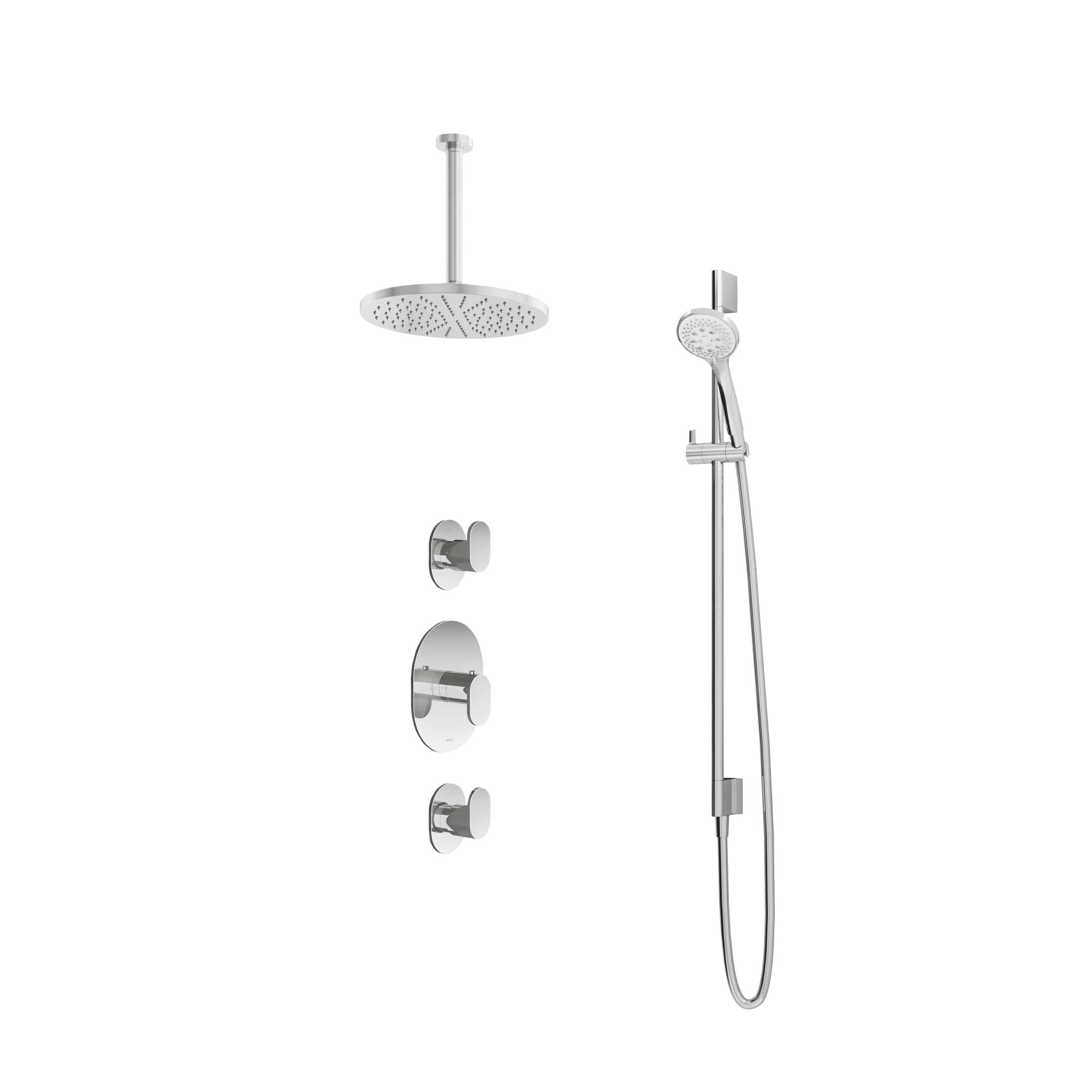 Hotbath Friendo Inbouw Regendoucheset Rond Met 2 Stopkranen, Plafondbuis 30cm, Hoofddouche 30cm, 3-Standen Handdouche En Glijstang Chroom