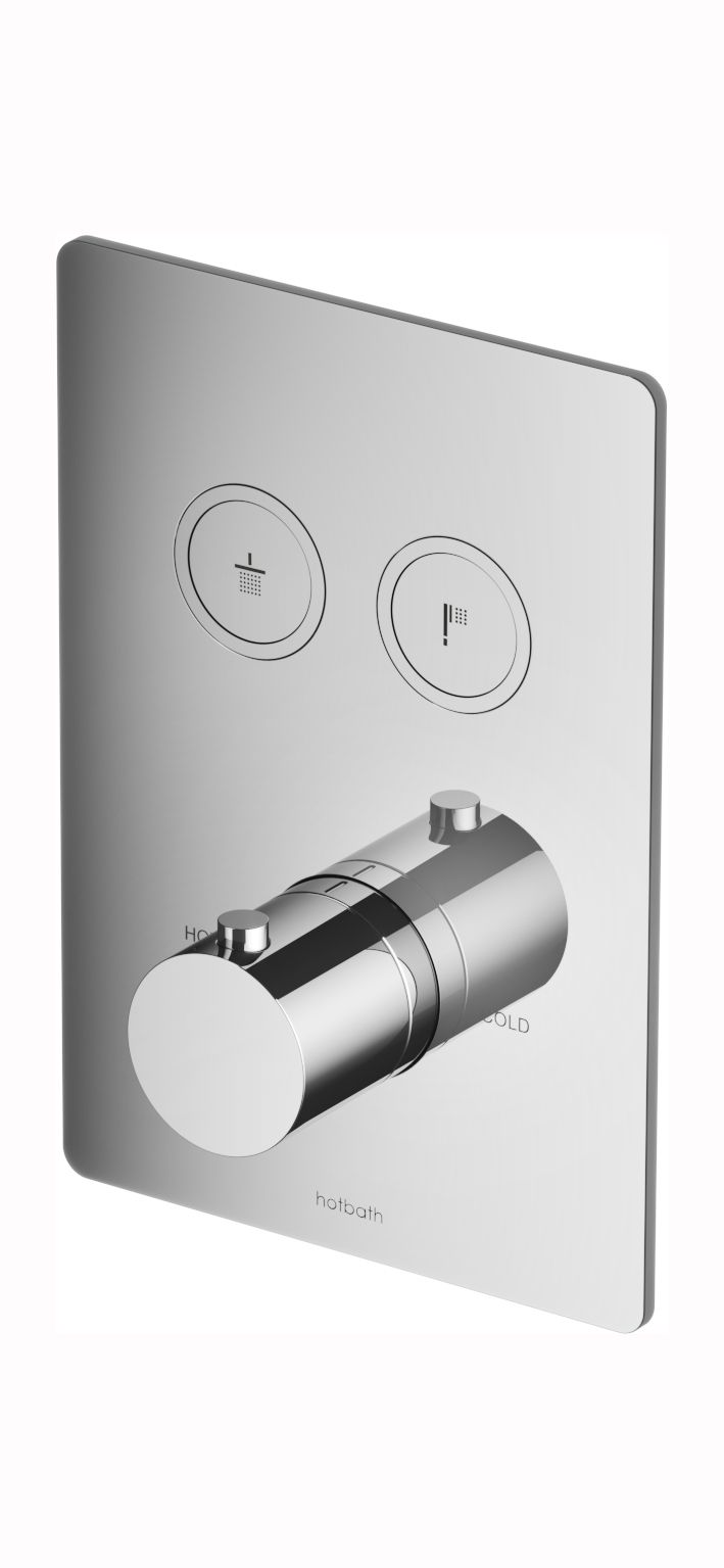 Hotbath Cobber Afbouwdeel - Inbouw Thermostaatkraan Vierkant Met 2 Pushbuttons Chroom