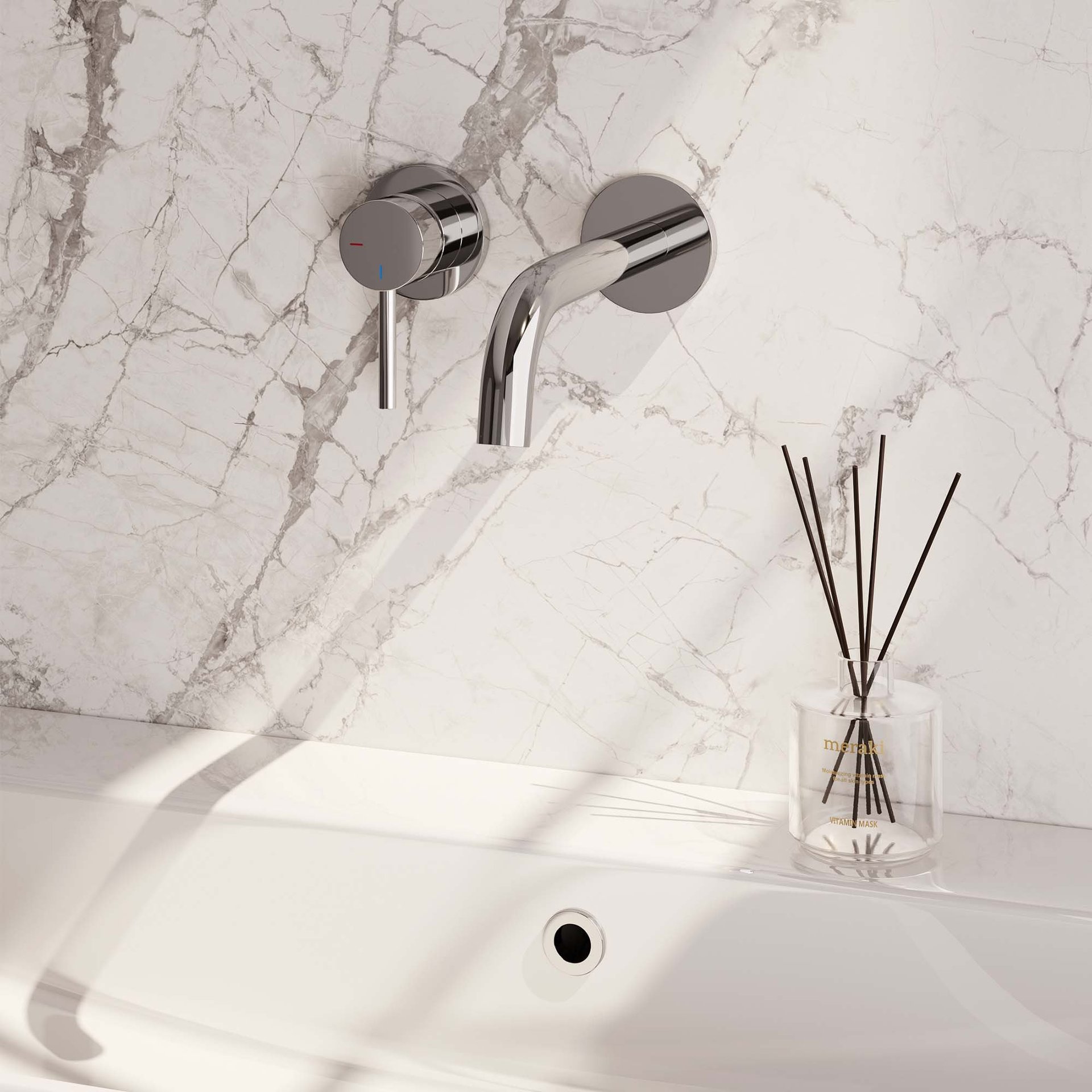 BRAUER Chrome Edition inbouw wastafelmengkraan met gebogen uitloop en rozetten model A2 chroom