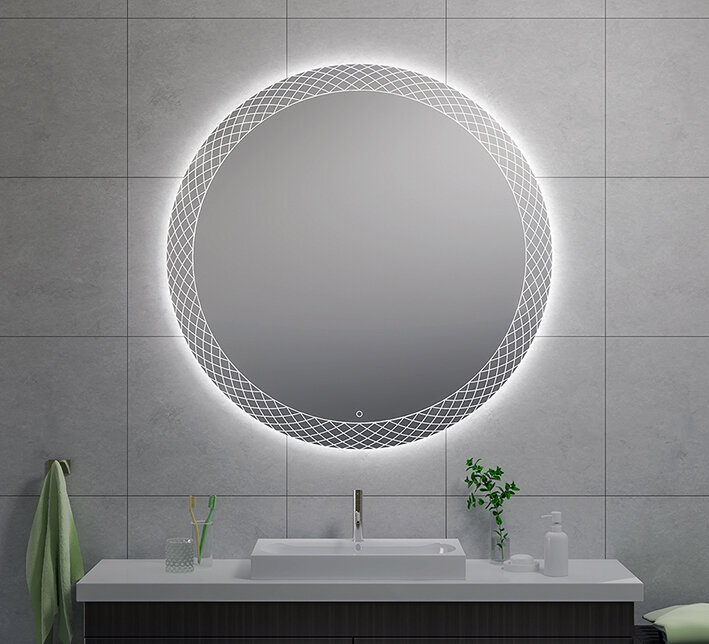 Badkamerspiegel Wiesbaden Deco Rond met LED Dimbaar Verlichting Condensvrij 120 cm (uitlopend)