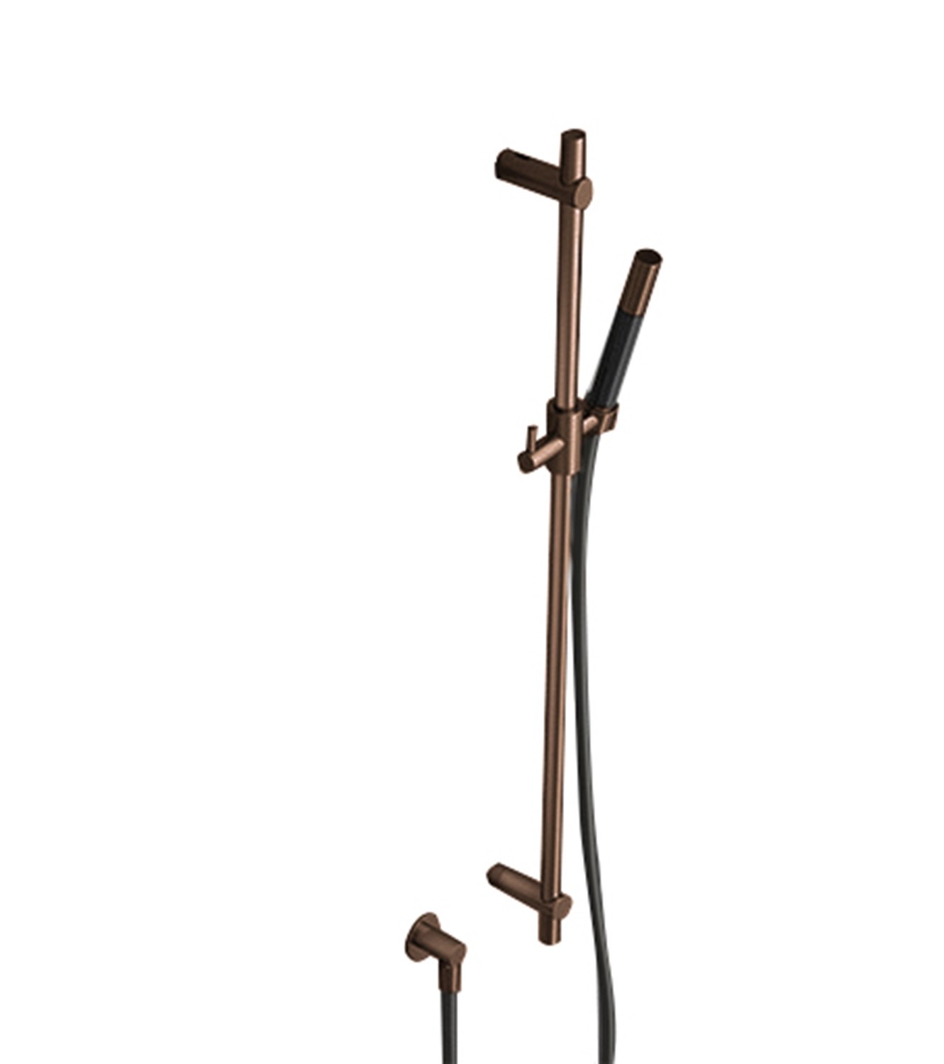 Hotbath Glijstang 90cm Met Wandaansluitbocht, Doucheslang 150cm En Staafhanddouche Geborsteld Koper PVD