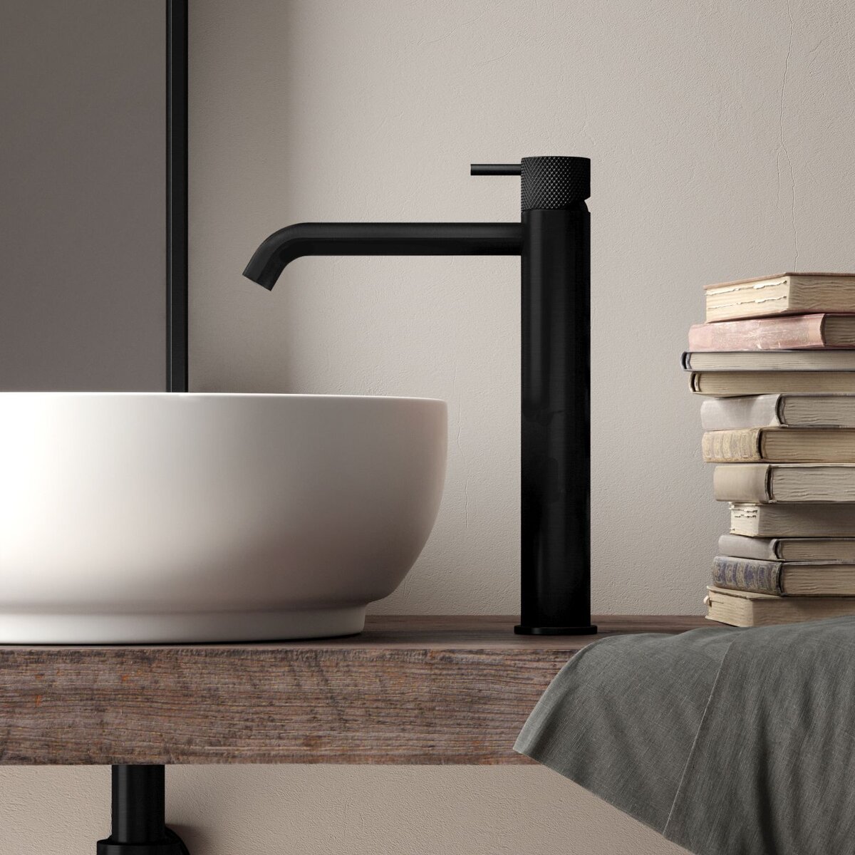 Hotbath Cobber X Opbouw Wastafelmengkraan Hoog Mat Zwart