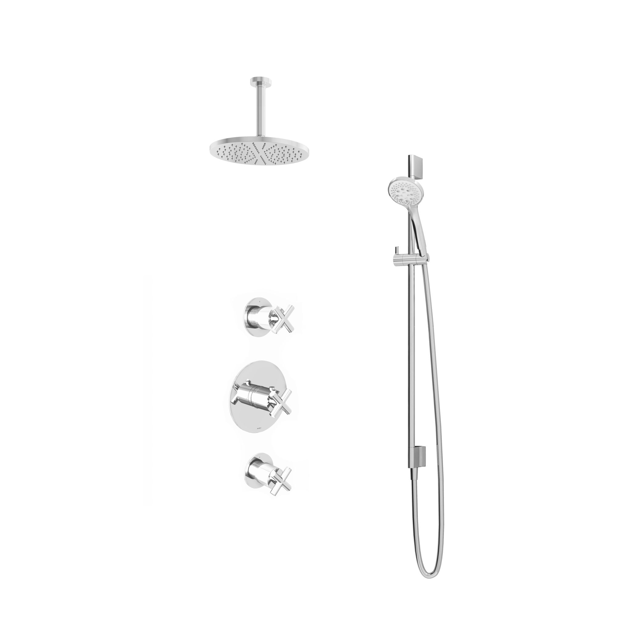 Hotbath Chap Inbouw Regendoucheset Rond Met 2 Stopkranen, Plafondbuis 15cm, Hoofddouche 25cm, 3-Standen Handdouche En Glijstang Chroom