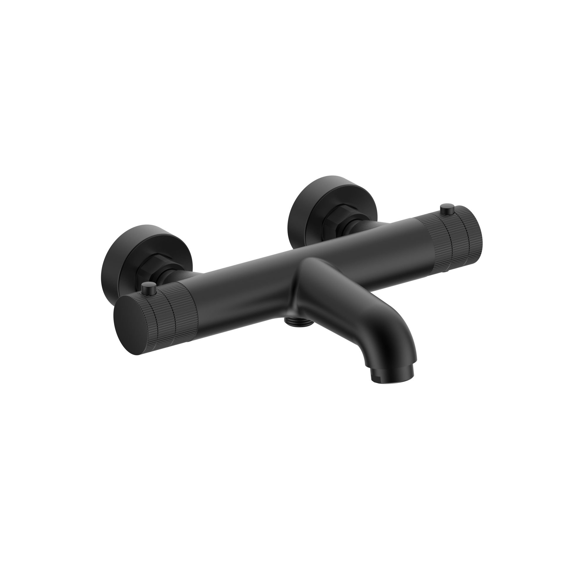 Stria Badmengkraan - Thermostatisch - Opbouw - Knoppen Met Ribbelstructuur - Mat Zwart (PVD)