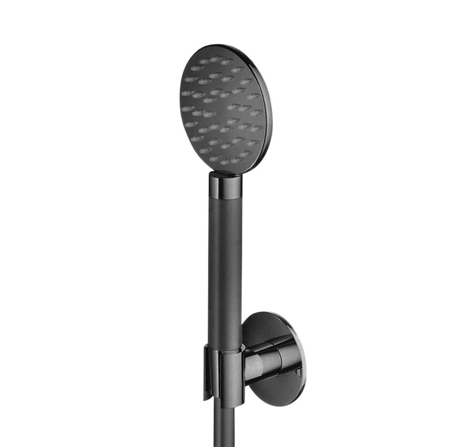 Hotbath Cobber Ronde Handdouche Met Wandsteun En Doucheslang 150cm Zwart Chroom