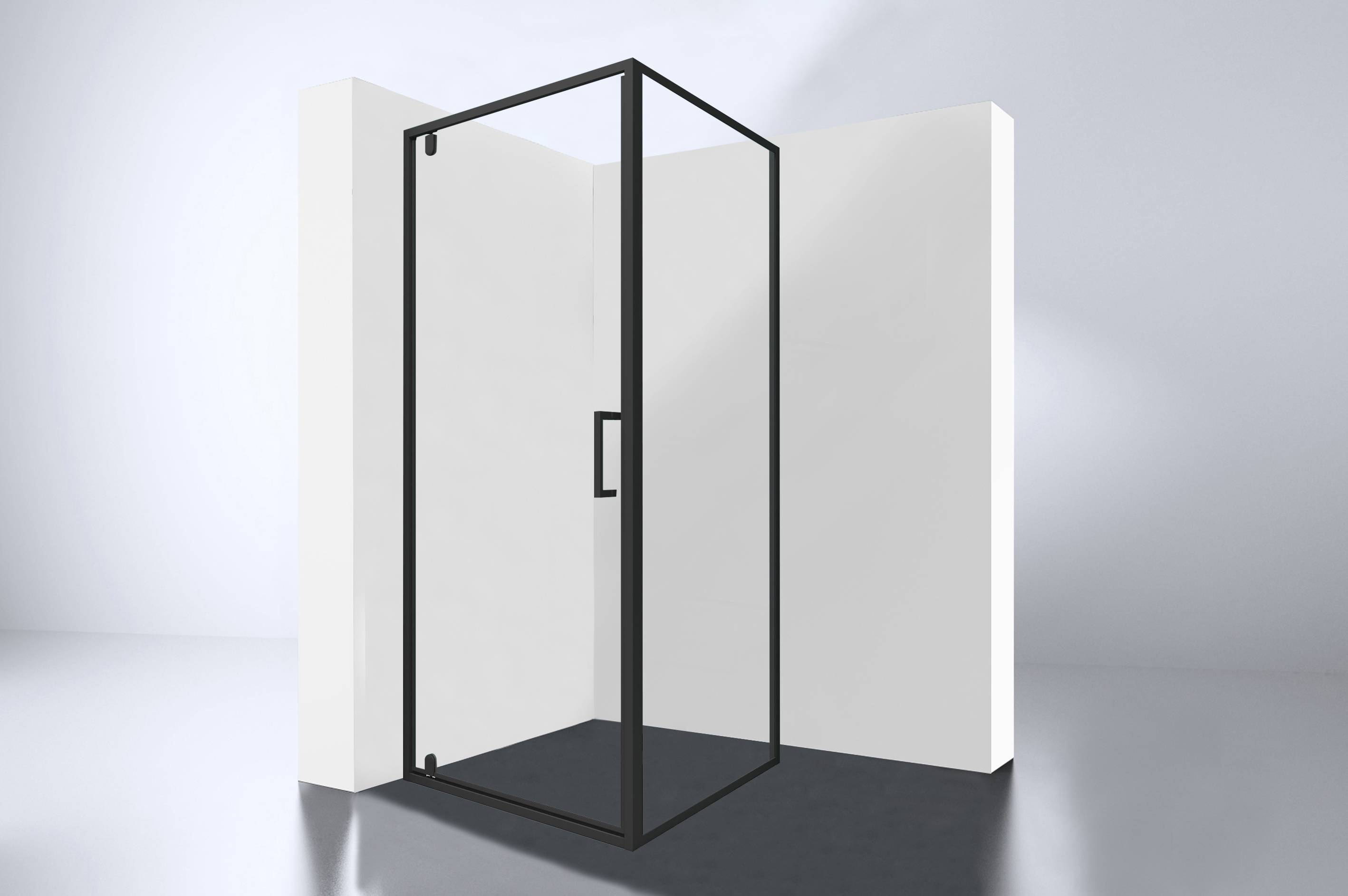 Best-Design Hoek Cabine Zwart Baron-H-90 met 1 swing swing deur 90x90x200cm Nano Glas 8 mm