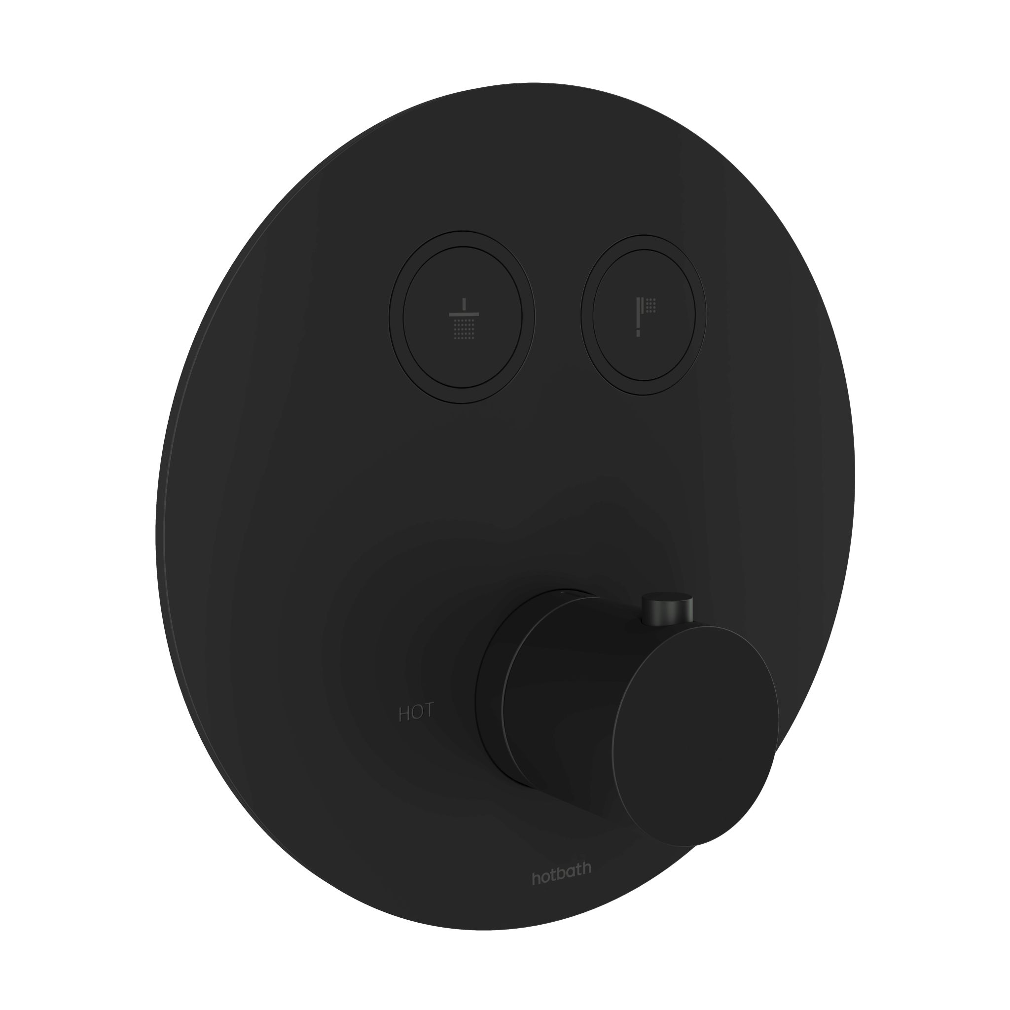 Hotbath Cobber Afbouwdeel - Inbouw Thermostaatkraan Rond Met 2 Pushbuttons Mat Zwart