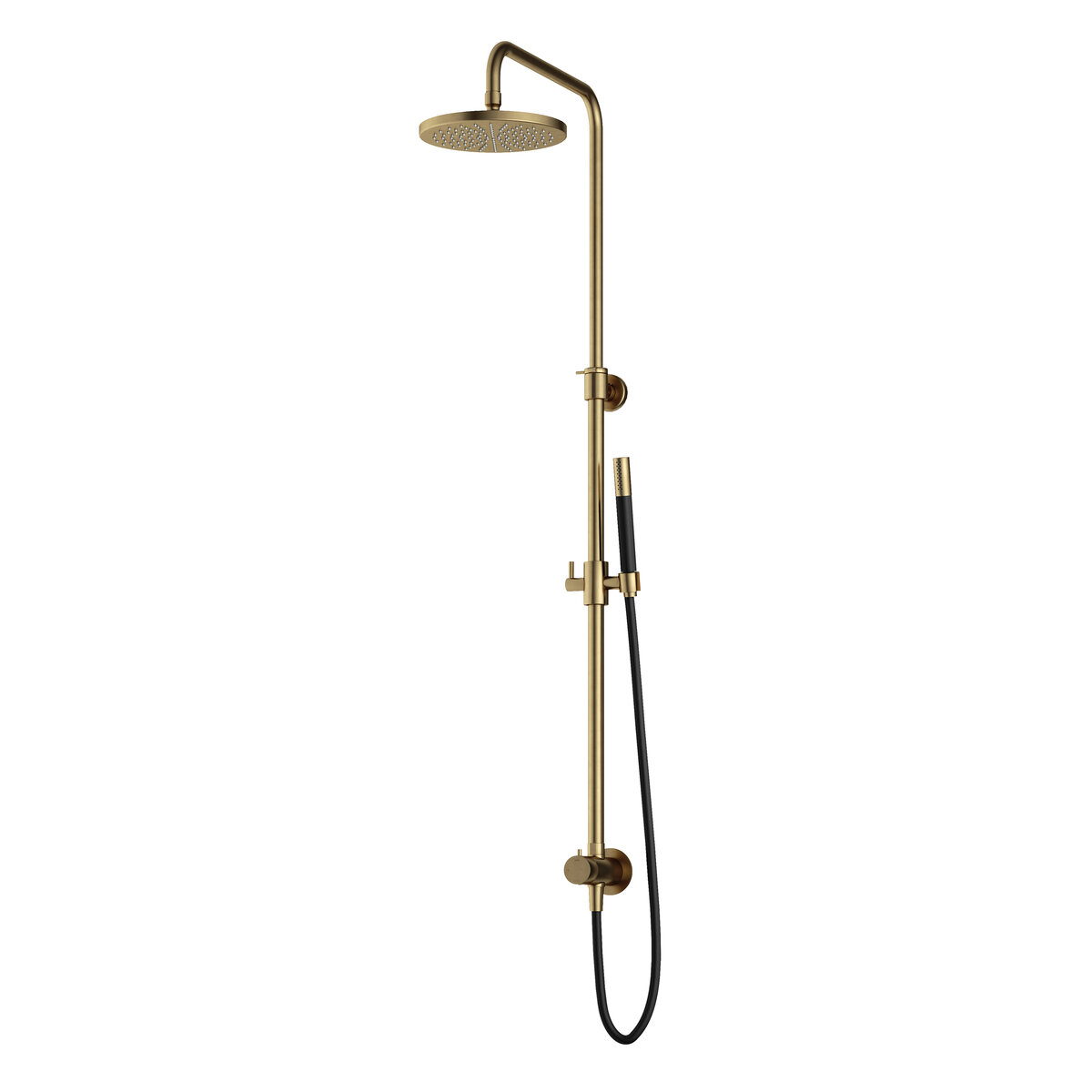 Hotbath Cobber Opbouw Regendoucheset Met Omstel, Hoofddouche 20cm En Staafhanddouche Geborsteld Messing