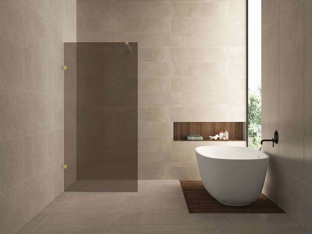 Less inloopdouche 800 x 2000 x 8 mm nano vintage brons glas/geborsteld messing