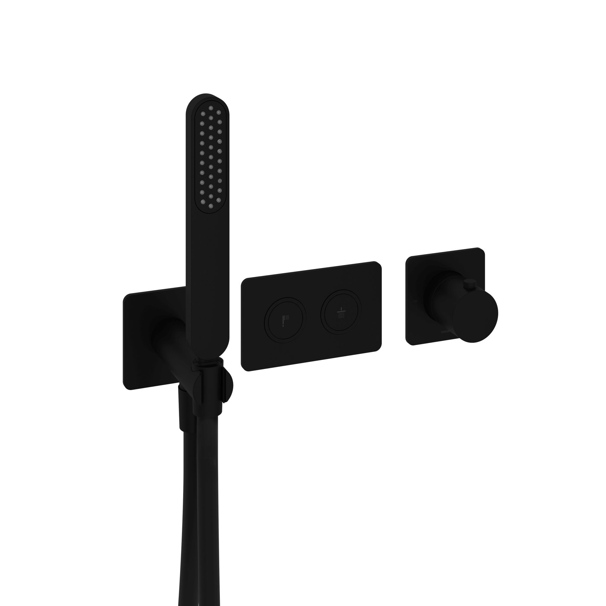 Hotbath Gal Afbouwdeel - Inbouw Thermostaatkraan Met 2 Pushbuttons En Handdouche Mat Zwart