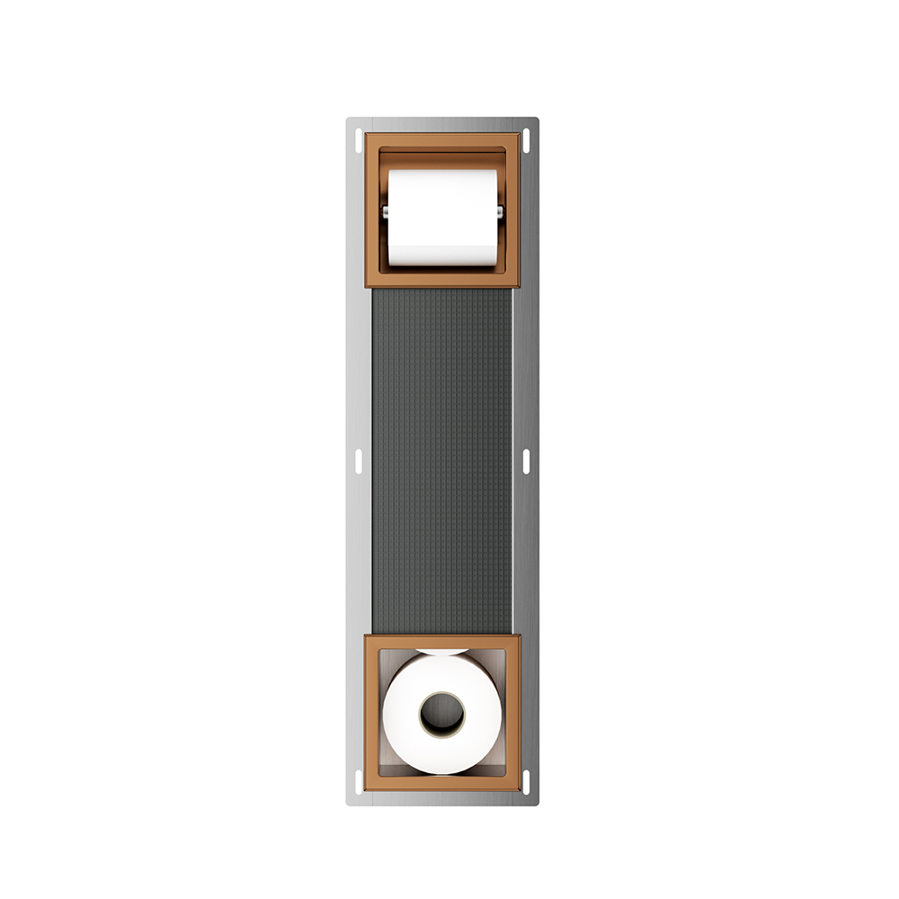 Rocko Toiletrolhouder Zonder Klep En Reserverolhouder Inbouw Geborsteld Brons Koper