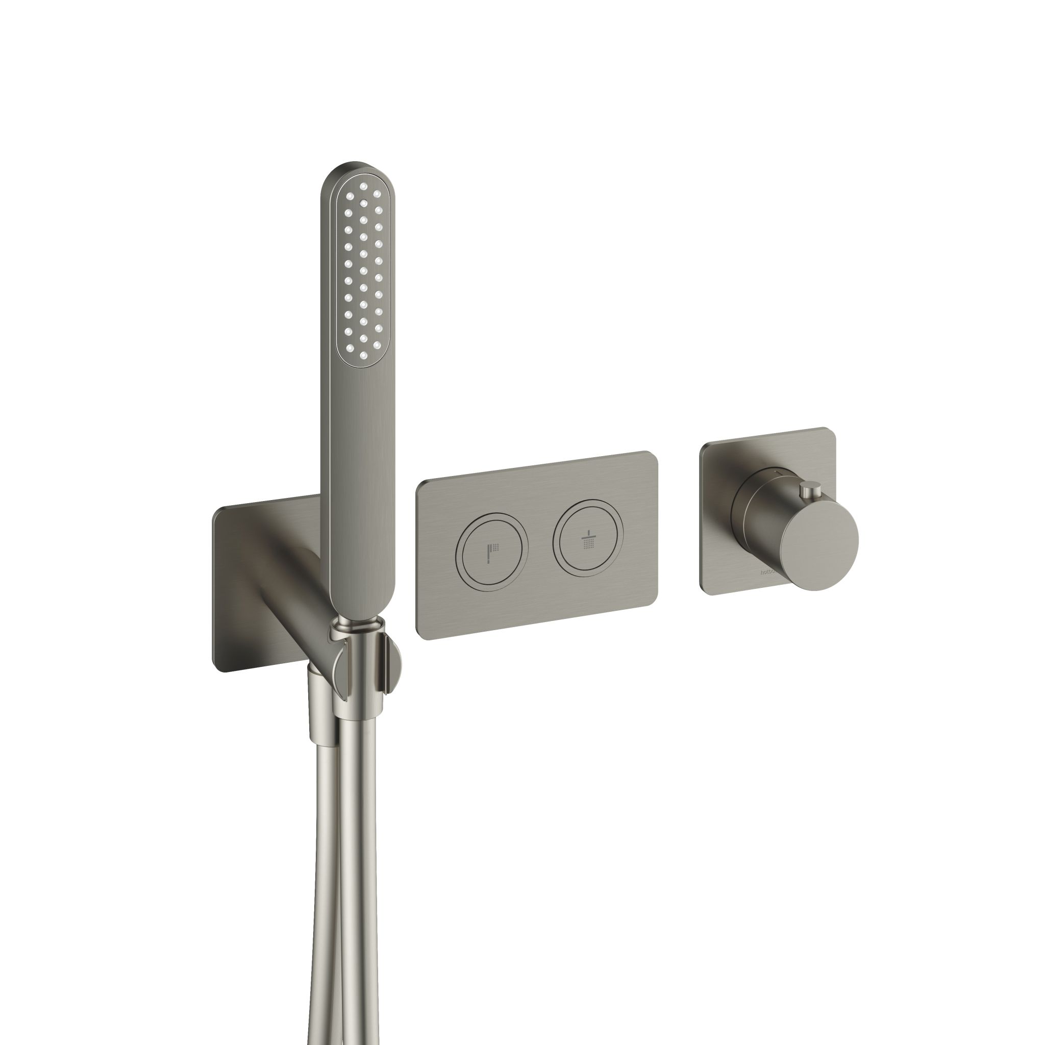 Hotbath Gal Afbouwdeel - Inbouw Thermostaatkraan Met 2 Pushbuttons En Handdouche Geborsteld Nikkel PVD