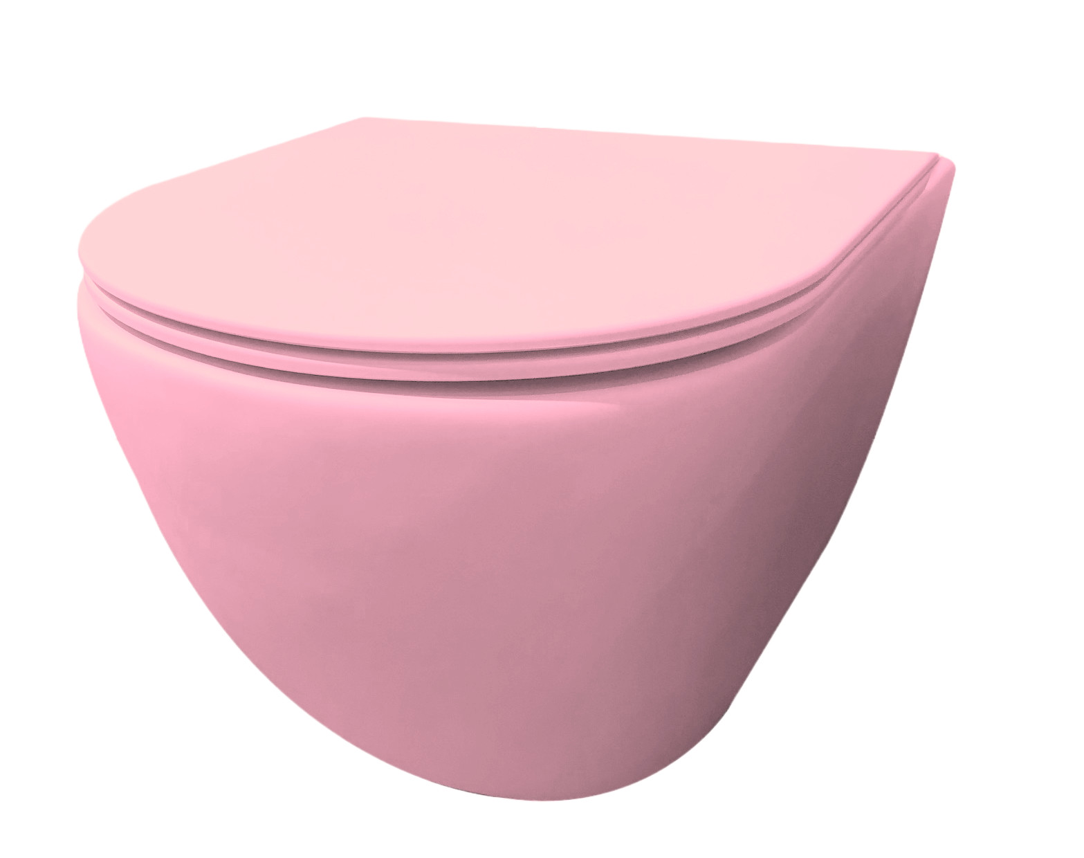 Best-Design "Morrano-49-Zonder-Spoelrand" wandcloset blinde bevestiging incl. zitting Mat-roze