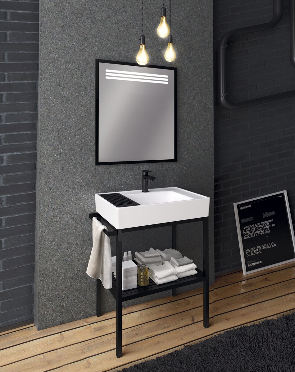 Creavit Arya Wastafel Onderbouw (85cm) - Zwart metaal