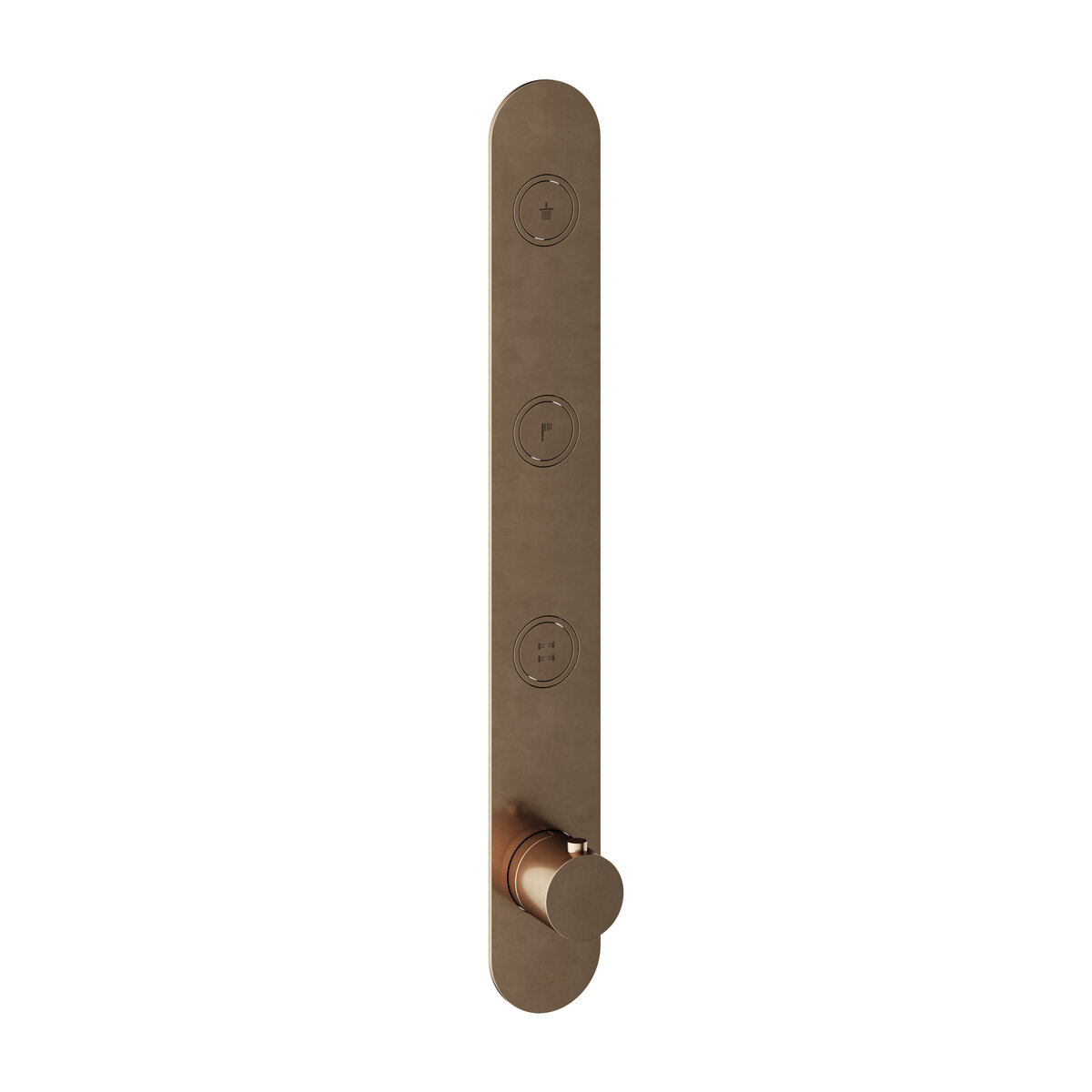 Hotbath Cobber Afbouwdeel - Inbouw Thermostaatkraan Met 3 Pushbuttons Verticale Plaatsing Verouderd Messing - Living Colours