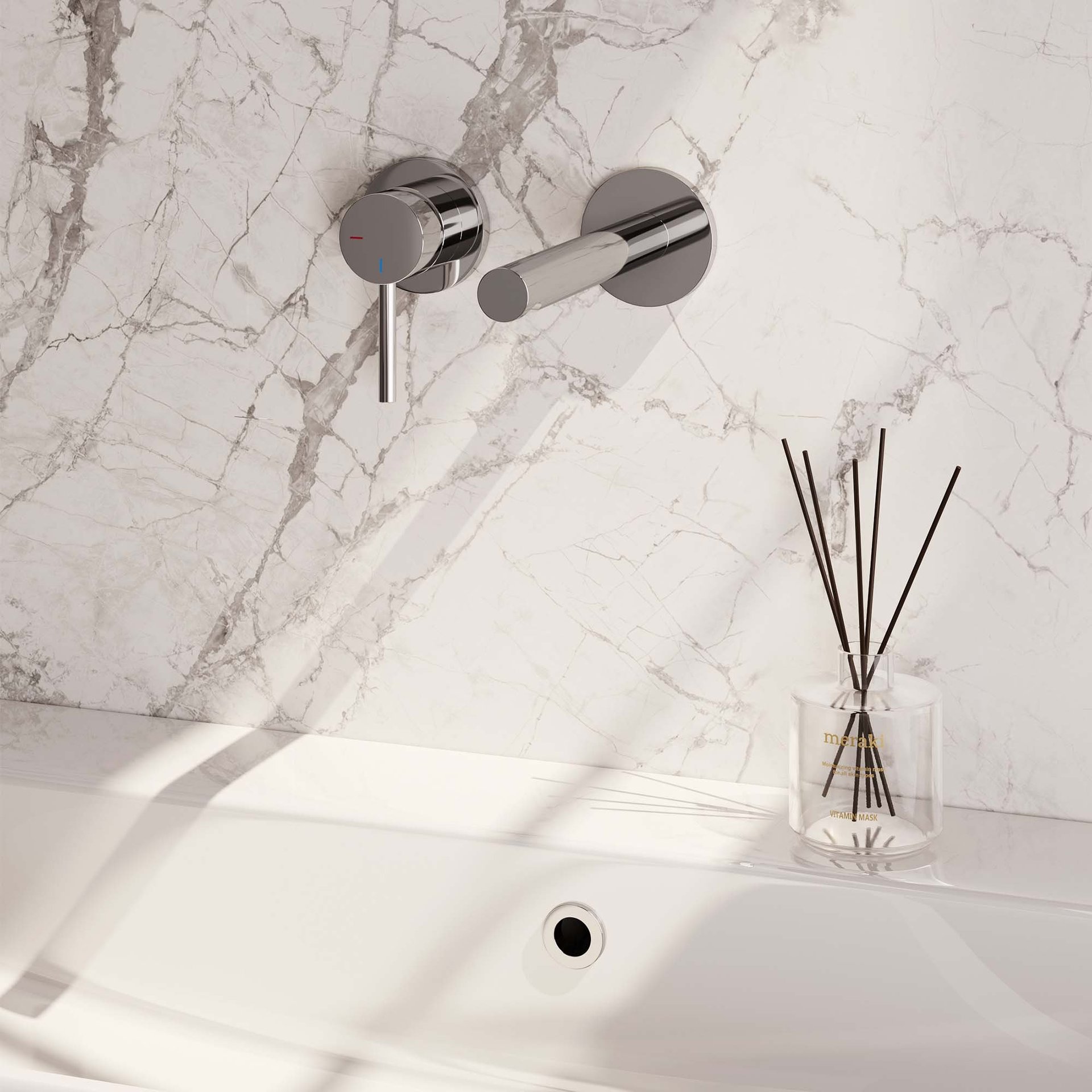 BRAUER Chrome Edition inbouw wastafelmengkraan met rechte uitloop en rozetten model A2 chroom