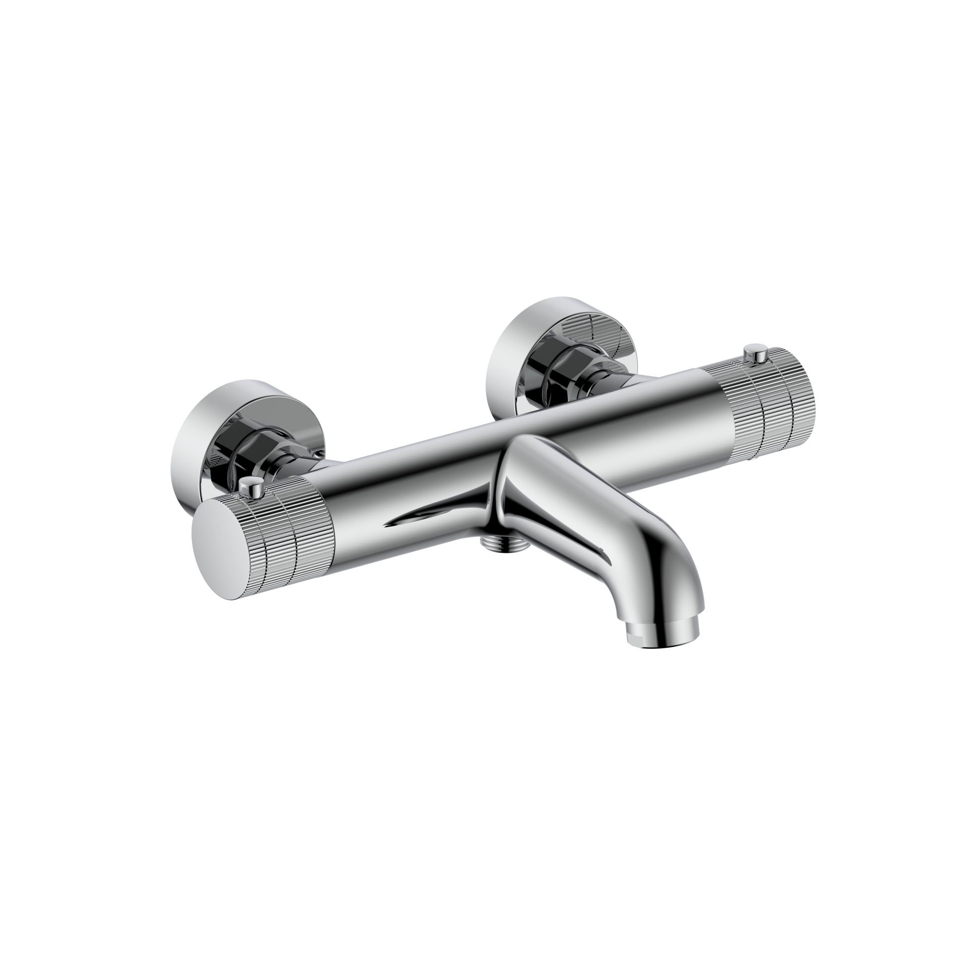 Stria Badmengkraan - Thermostatisch - Opbouw - Knoppen Met Ribbelstructuur - Chroom