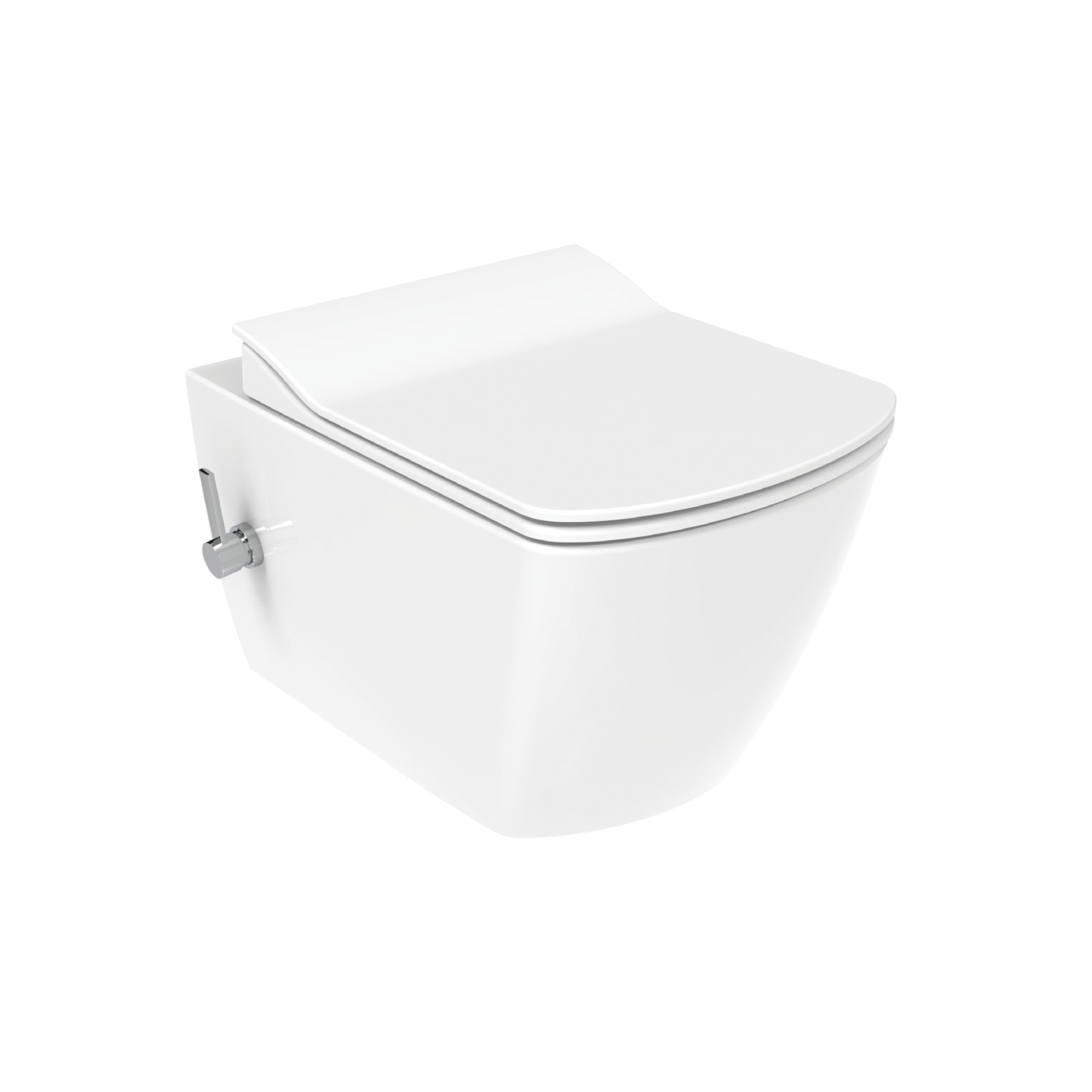 Creavit Elegant Hangtoilet Met Bidet - Randloos - Met Bidetkraan Koud Water - Zonder Zitting - Glanzend Wit