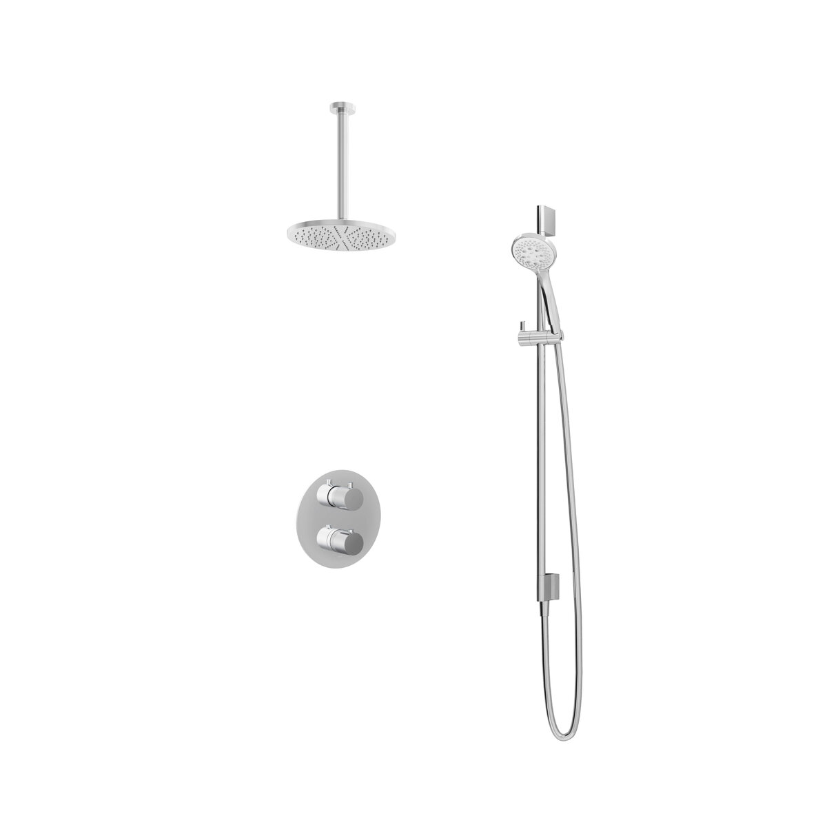 Hotbath Buddy Inbouw Regendoucheset Met 2-Weg-Omstel, Plafondbuis 30cm, Hoofddouche 20cm, 3-Standen Handdouche En Glijstang Chroom