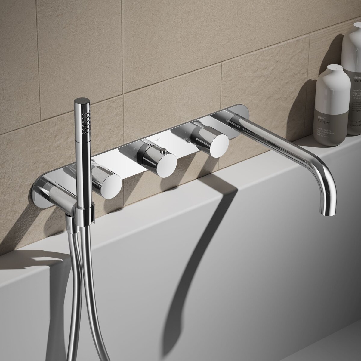 Hotbath Buddy Inbouw Badthermostaatkraan Met 2 Stopkranen, Uitloop En Handdouche Chroom