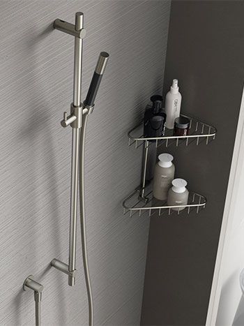 Hotbath Glijstang 90cm Met Wandaansluitbocht, Doucheslang 150cm En Staafhanddouche Geborsteld Nikkel