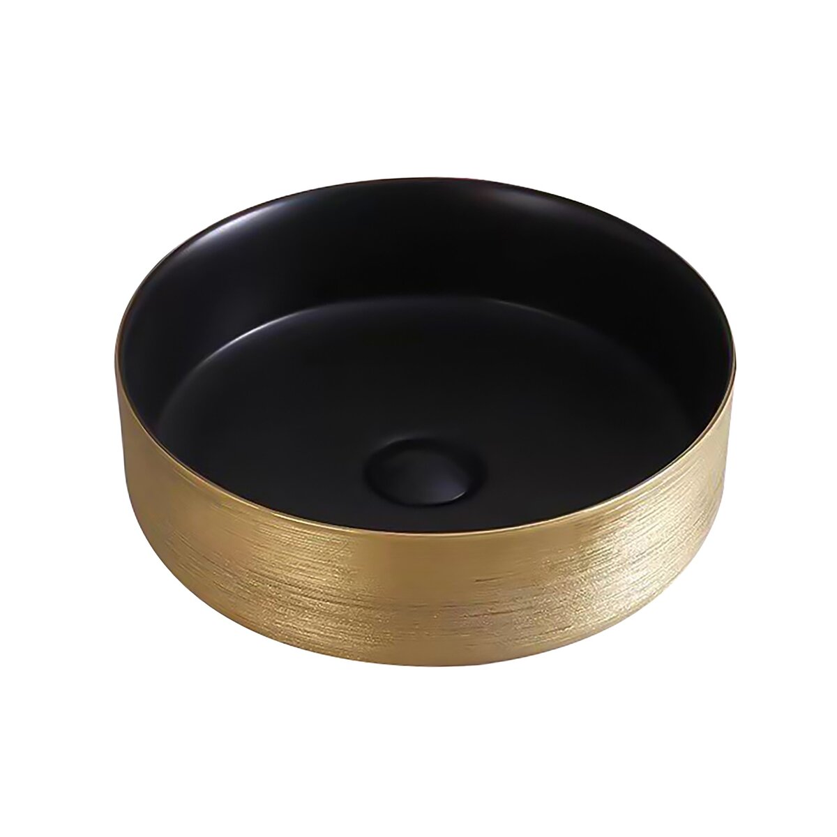 Creavit Aloni Opbouw Waskom Met Geborsteld Relïef Gouden-Zwart 36 cm