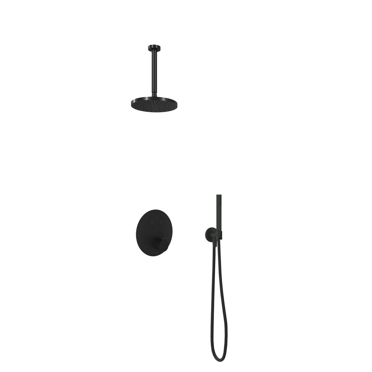 Hotbath Cobber Inbouw Regendoucheset Thermostaatkraan Met 2 Pushbuttons Rond, Plafondbuis 30cm, Hoofddouche 20cm En Staafhanddouche Chroom